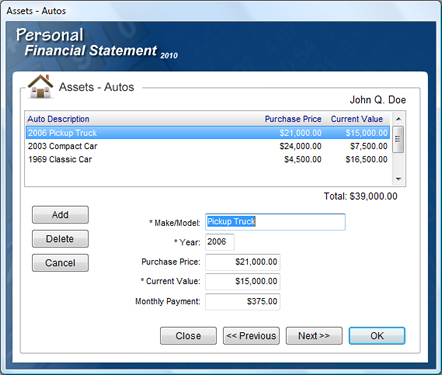 Personal Financial Statement Software