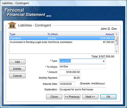 Personal Financial Statement Software