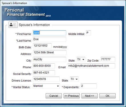 Personal Financial Statement Software